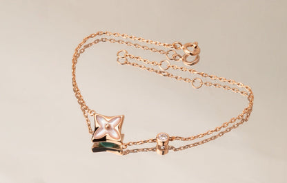 [Eterna Jewels]STAR PINK MOP 1 DIAMOND PINK GOLD NECKLACE