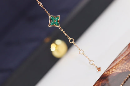 [Eterna Jewels]STAR AND SUN 4 MOTIF PINK GOLD MALACHITE BRACELET