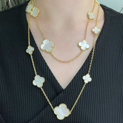 [Eterna Jewels]CLOVER 16 MOTIF WHITE MOP GOLD NECKLACE