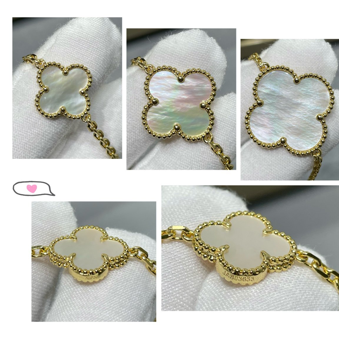 [Eterna Jewels]CLOVER 16 MOTIF WHITE MOP GOLD NECKLACE