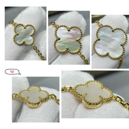 [Eterna Jewels]CLOVER 16 MOTIF WHITE MOP GOLD NECKLACE