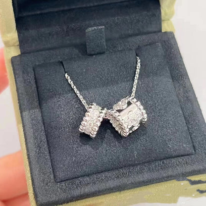 [Eterna Jewels]PERLEE DOUBLE PENDANT SILVER DIAMOND NECKLACE
