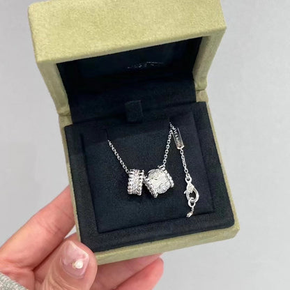 [Eterna Jewels]PERLEE DOUBLE PENDANT SILVER DIAMOND NECKLACE