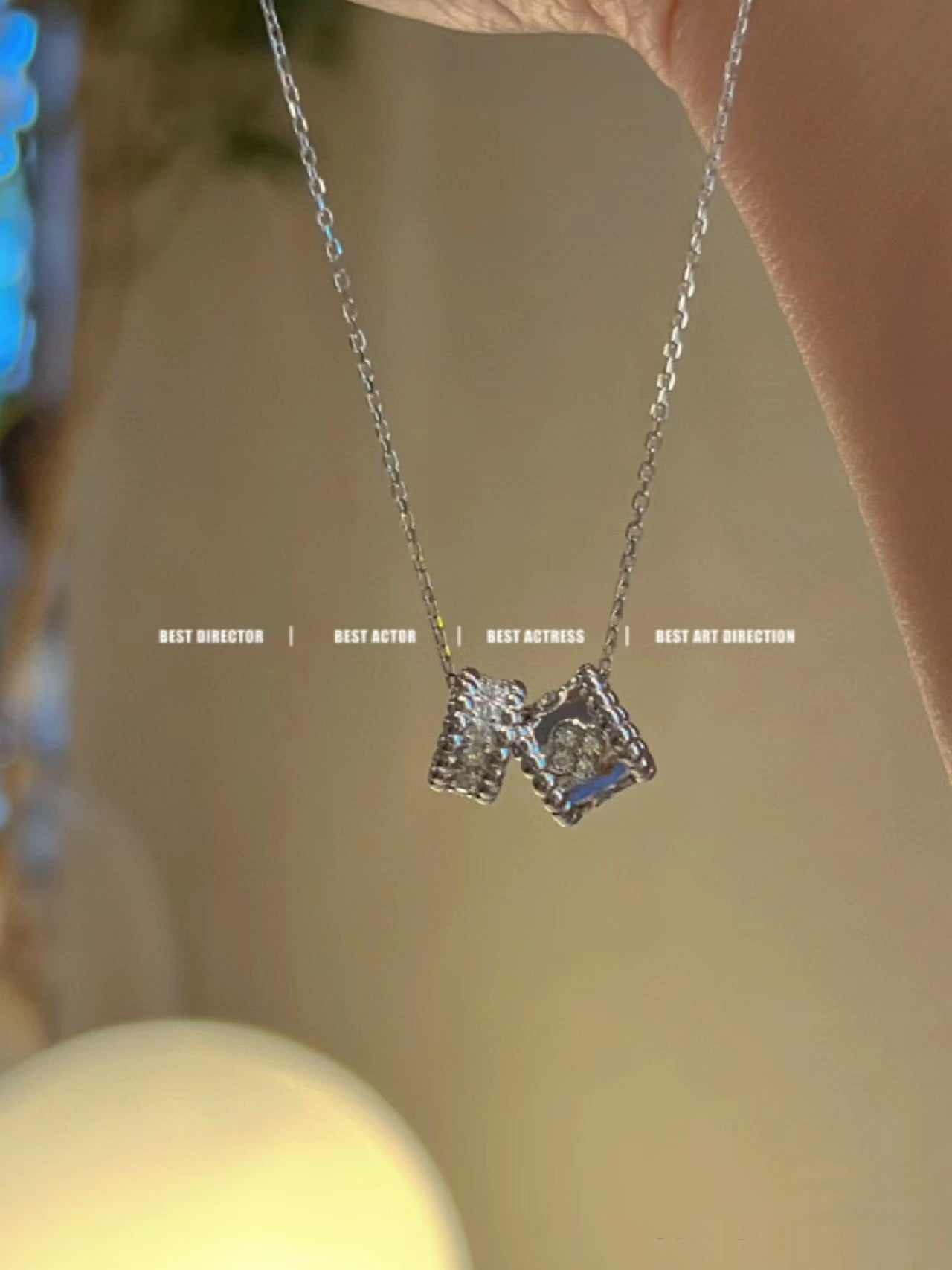 [Eterna Jewels]PERLEE DOUBLE PENDANT SILVER DIAMOND NECKLACE
