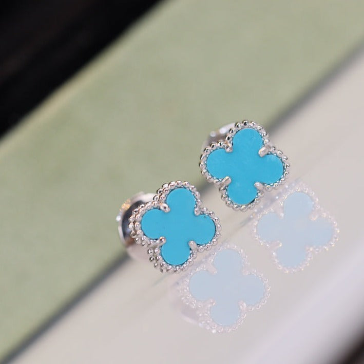[Eterna Jewels]CLOVER MINI TURQUOISE SILVER STUD EARRINGS
