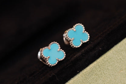[Eterna Jewels]CLOVER MINI TURQUOISE SILVER STUD EARRINGS