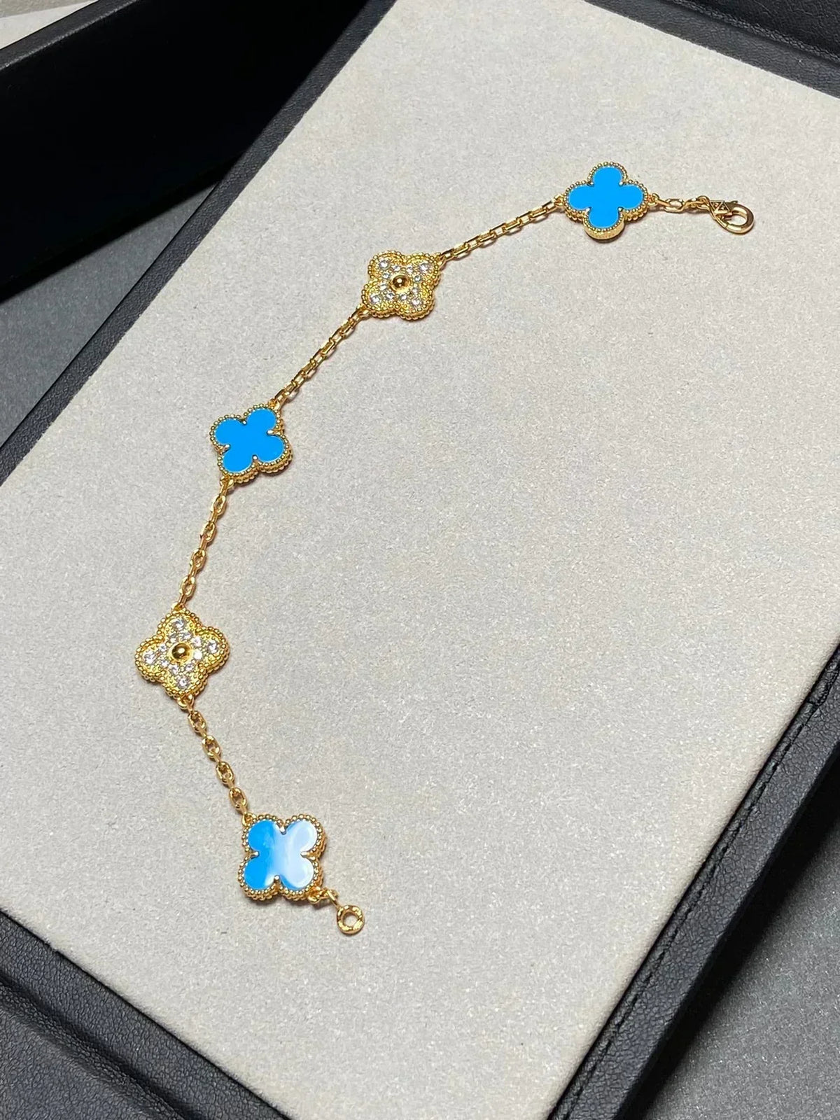 [Eterna Jewels] CLOVER 5 MOTIF BLUE AGATE BRACELET COLLECTION