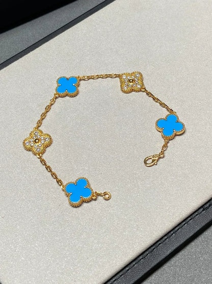 [Eterna Jewels] CLOVER 5 MOTIF BLUE AGATE BRACELET COLLECTION