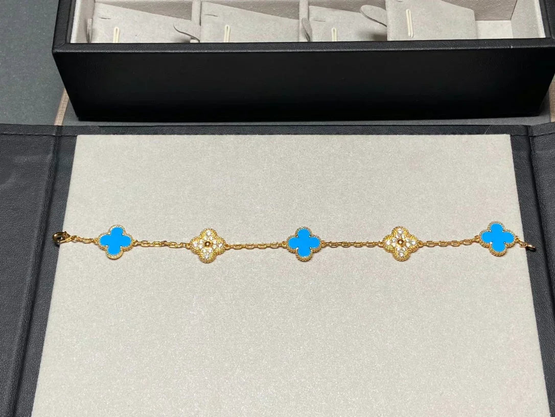 [Eterna Jewels] CLOVER 5 MOTIF BLUE AGATE BRACELET COLLECTION