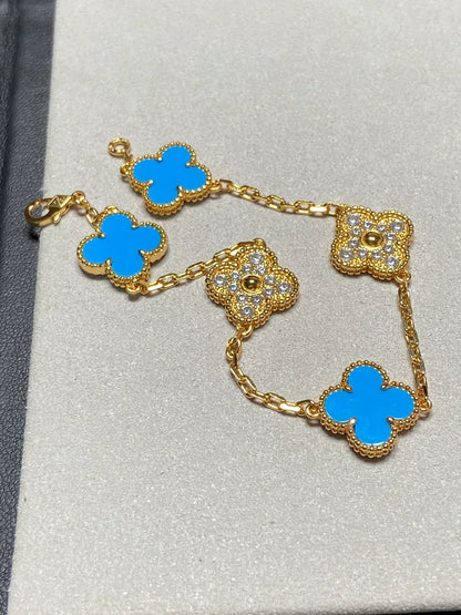 [Eterna Jewels] CLOVER 5 MOTIF BLUE AGATE BRACELET COLLECTION