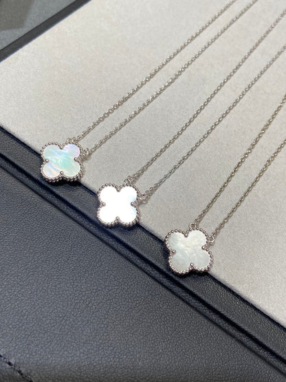 [Eterna Jewels]CLOVER MEDIUM SILVER WHITE MOP NECKLACE