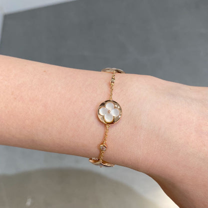 [Eterna Jewels]STAR AND SUN 4 MOTIF WHITE MOP PINK GOLD BRACELET