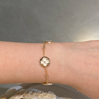 [Eterna Jewels]STAR AND SUN 4 MOTIF WHITE MOP PINK GOLD BRACELET