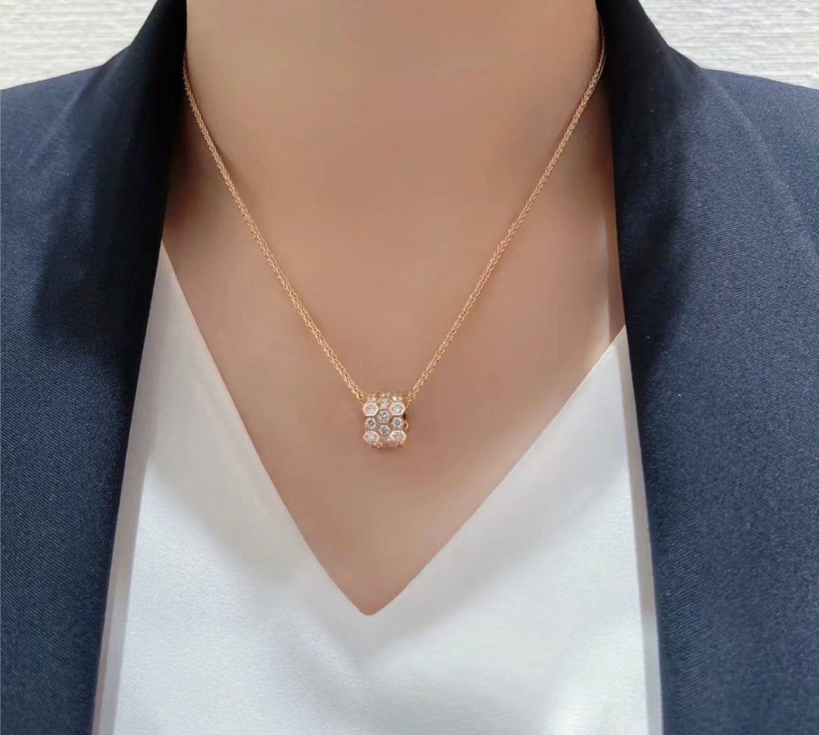 [Eterna Jewels]BEE LOVE DIAMOND PAVED 3 ROW NECKLACE