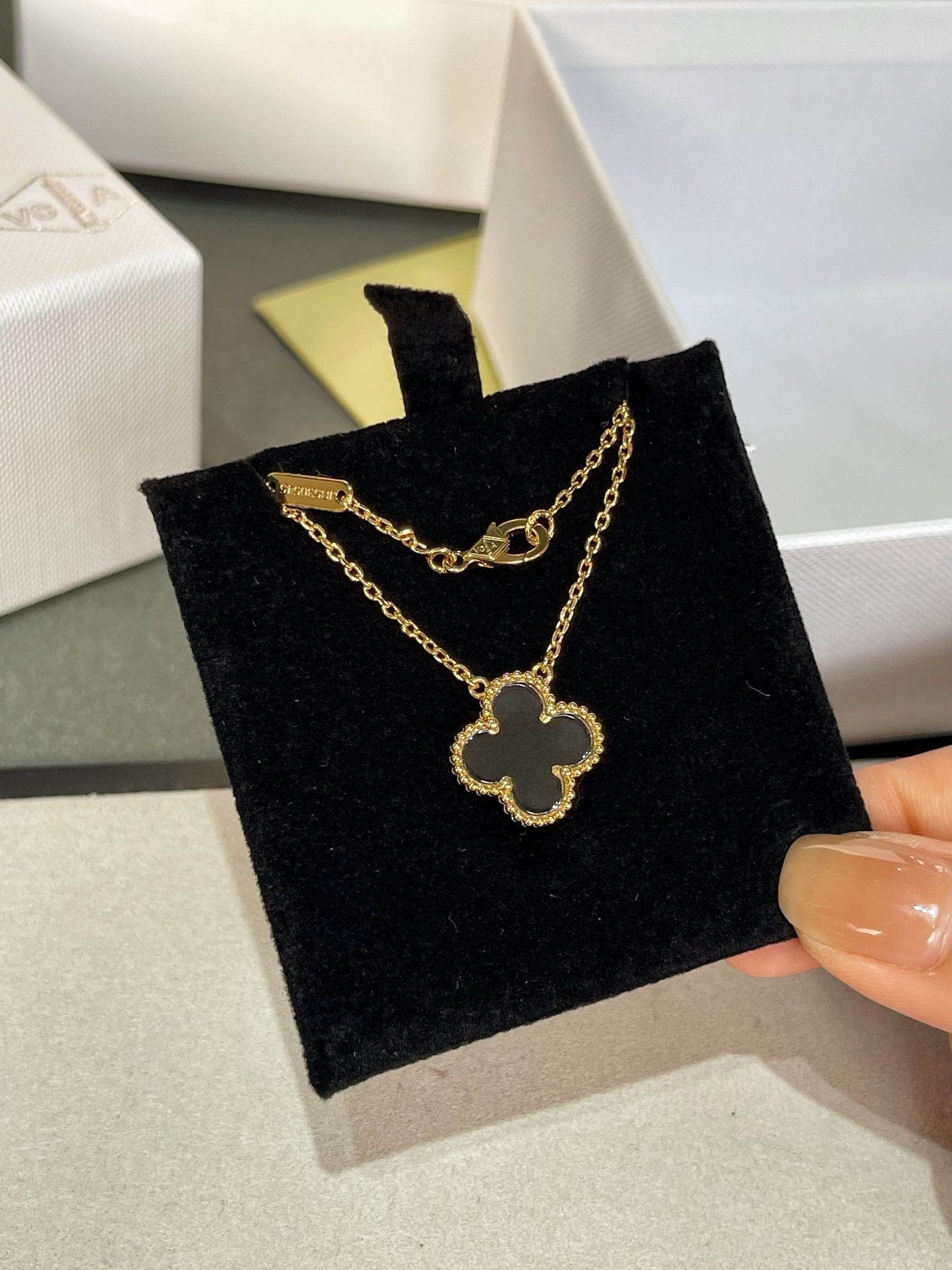 [Eterna Jewels]CLOVER ROCK CRYSTAL ROSE GOLD NECKLACE