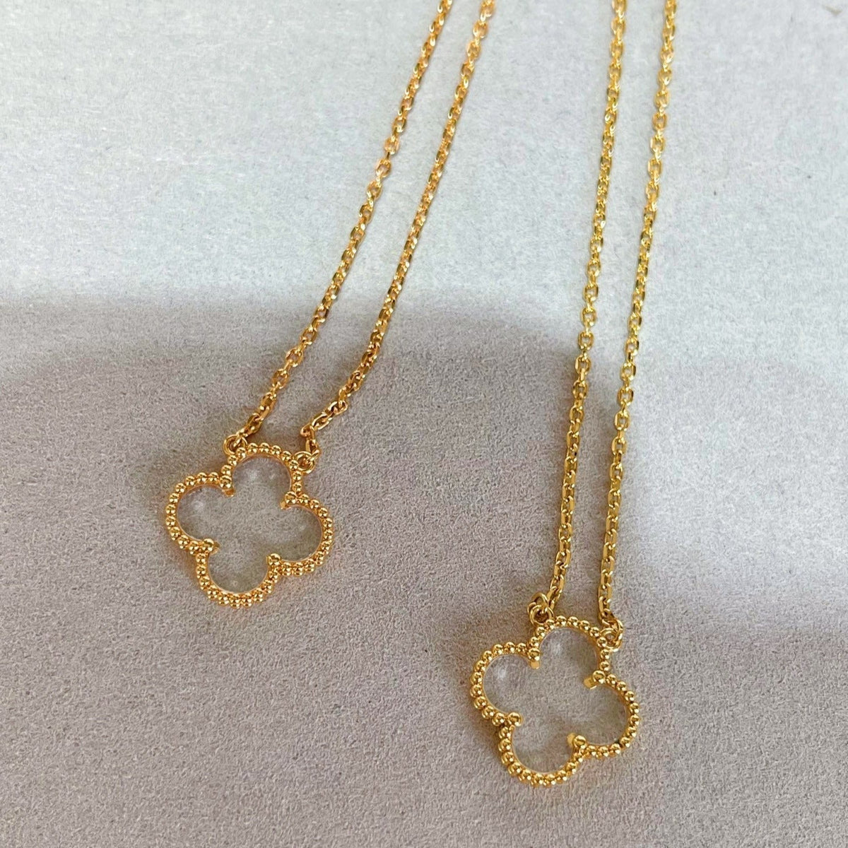 [Eterna Jewels]CLOVER ROCK CRYSTAL ROSE GOLD NECKLACE