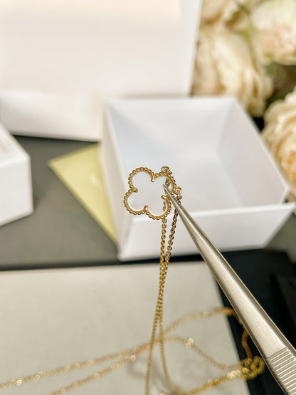 [Eterna Jewels]CLOVER ROCK CRYSTAL ROSE GOLD NECKLACE