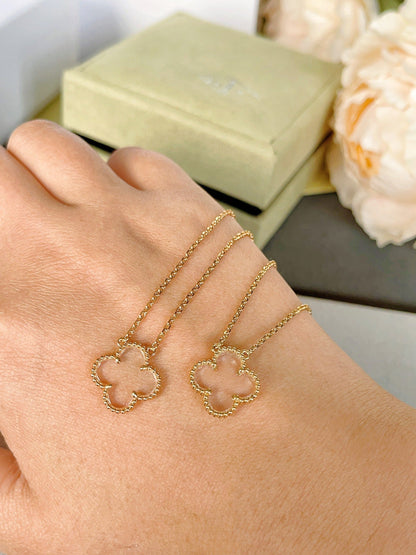 [Eterna Jewels]CLOVER ROCK CRYSTAL ROSE GOLD NECKLACE