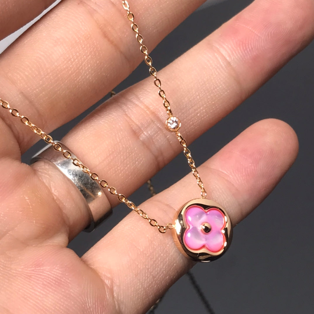 [Eterna Jewels]COLOR BLOSSOM PINK MOP SUN GOLD NECKLACE