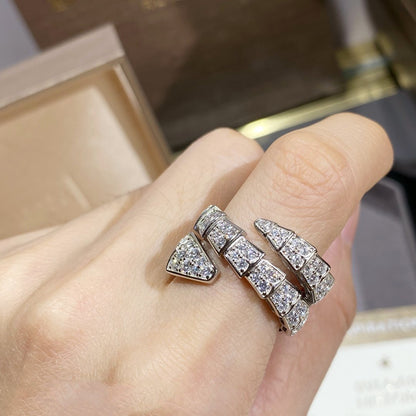 [Eterna Jewels]SERPENTI DOUBLE RING SILVER DIAMOND PAVED