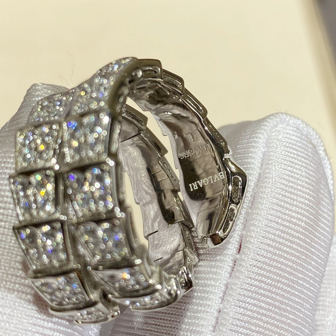[Eterna Jewels]SERPENTI DOUBLE RING SILVER DIAMOND PAVED