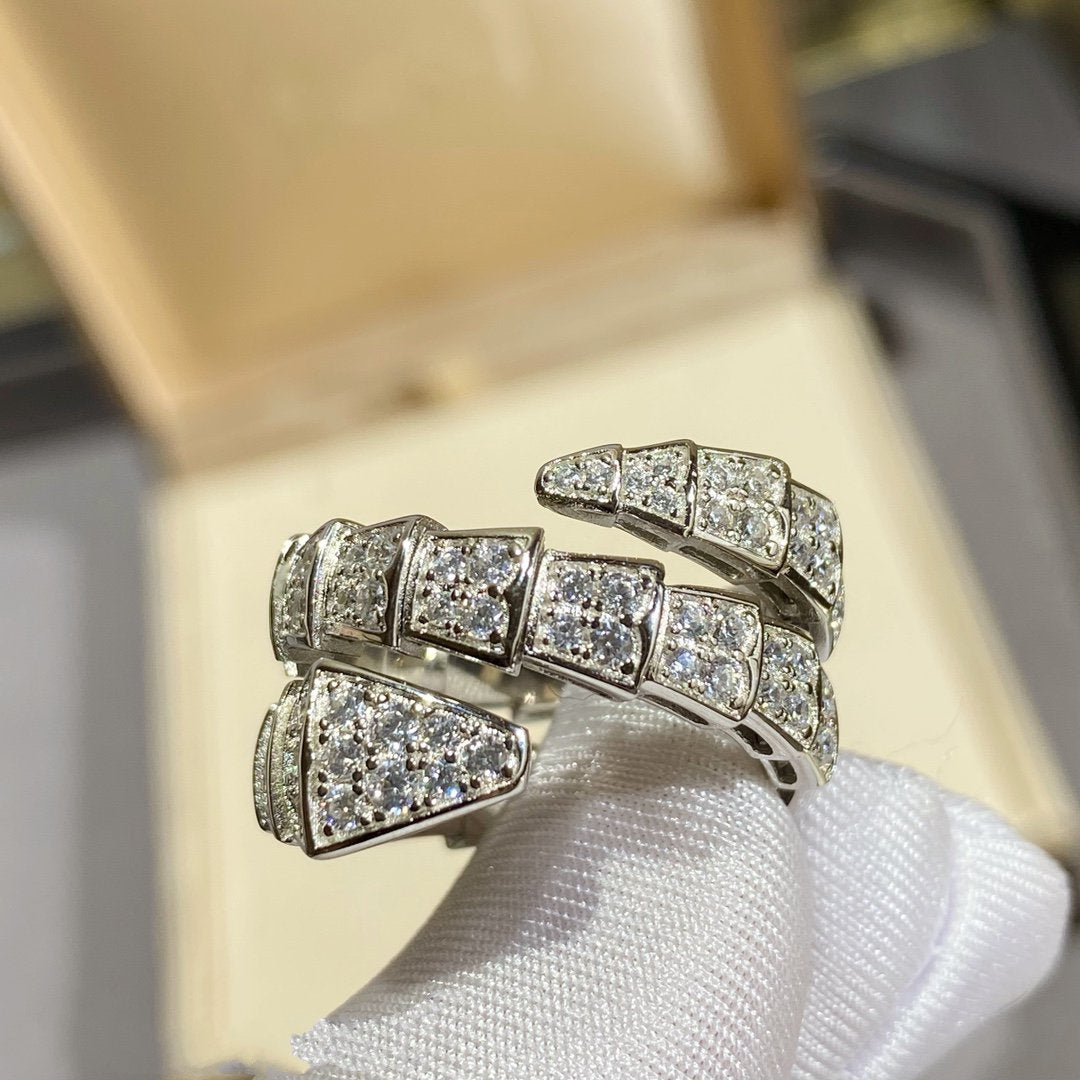 [Eterna Jewels]SERPENTI DOUBLE RING SILVER DIAMOND PAVED
