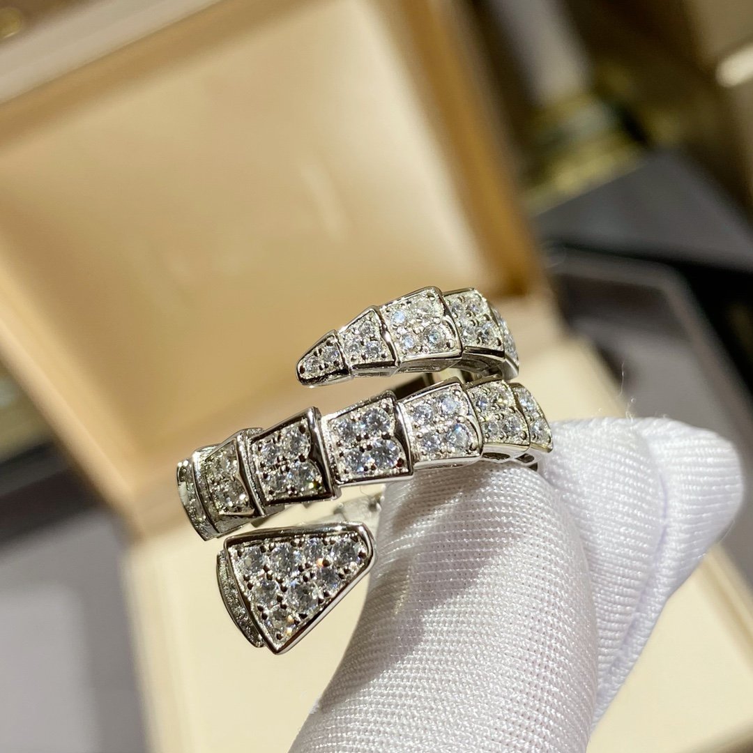[Eterna Jewels]SERPENTI DOUBLE RING SILVER DIAMOND PAVED