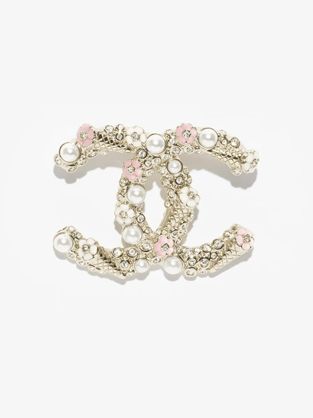 [Eterna Jewels]26C Pink-White Enamel Ice Cream Cone Double C Brooch