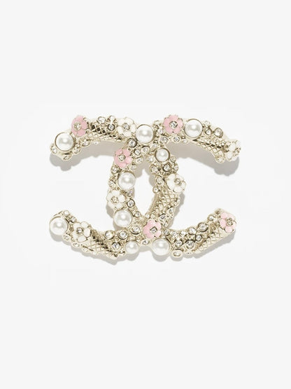 [Eterna Jewels]26C Pink-White Enamel Ice Cream Cone Double C Brooch