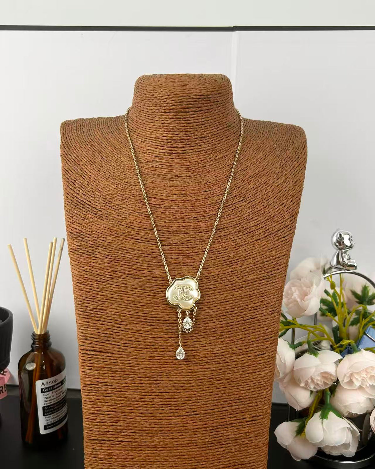 [Eterna Jewels]Cloud Pearl Mother-of-Pearl Diamond Chain Pendant Necklace