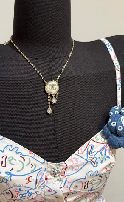 [Eterna Jewels]Cloud Pearl Mother-of-Pearl Diamond Chain Pendant Necklace