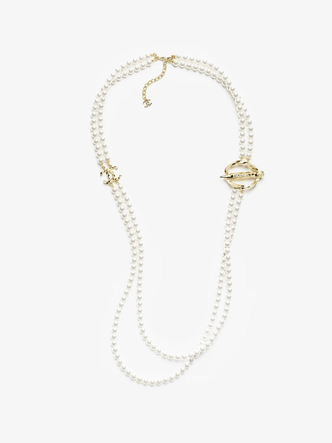 [Eterna Jewels]25K Pencil Double C Double-Layer Pearl Sweater Chain