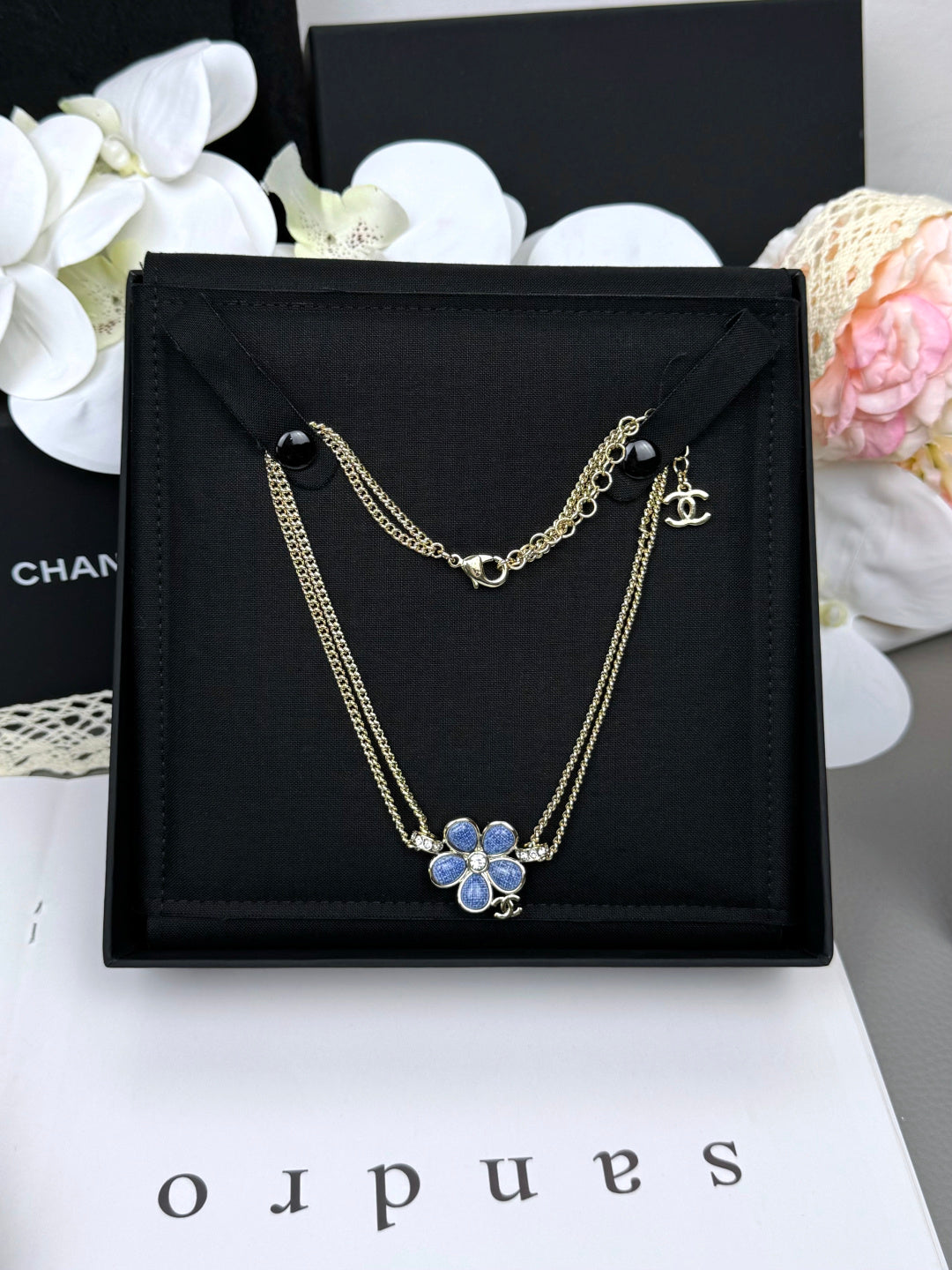 [Eterna Jewels]New Blue Floral Double-Layer Necklace
