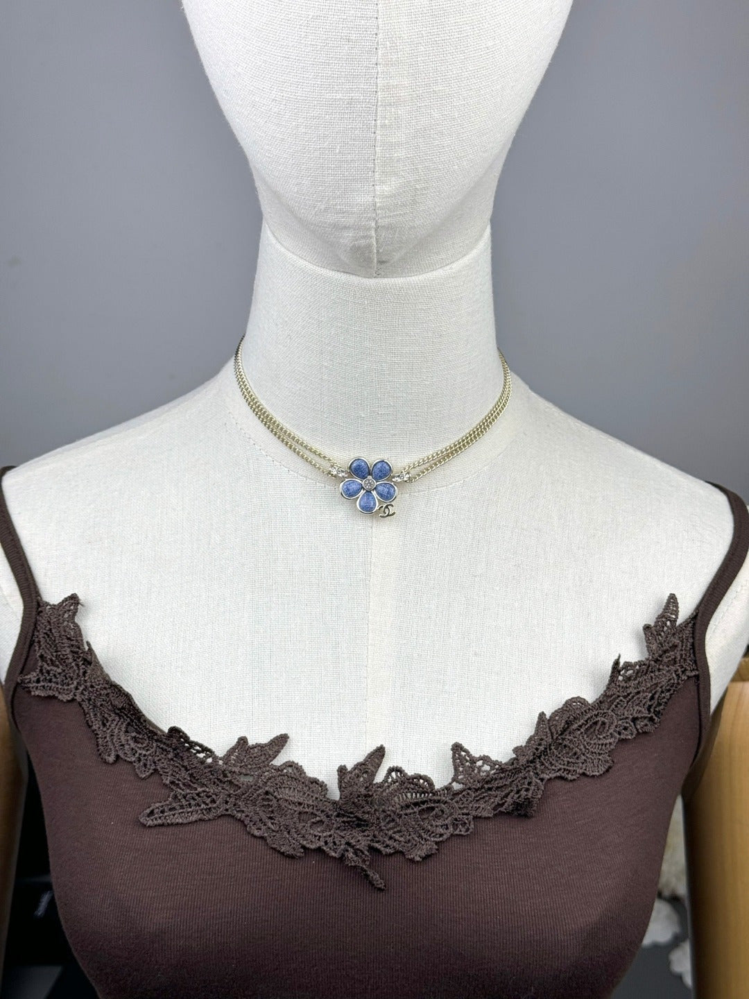 [Eterna Jewels]New Blue Floral Double-Layer Necklace