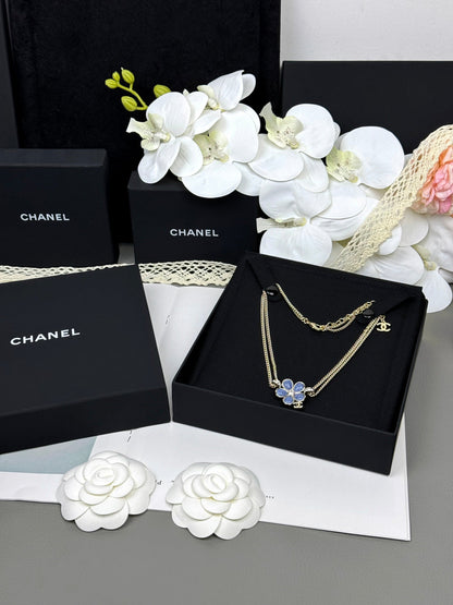 [Eterna Jewels]New Blue Floral Double-Layer Necklace