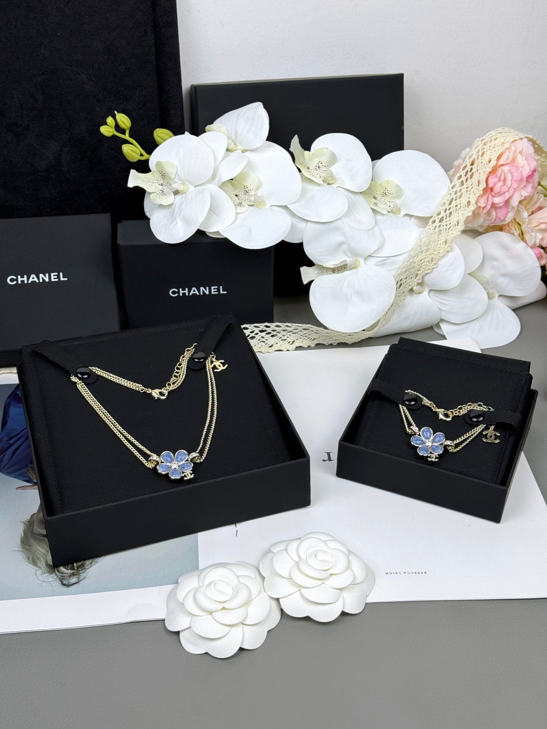 [Eterna Jewels]New Blue Floral Double-Layer Necklace