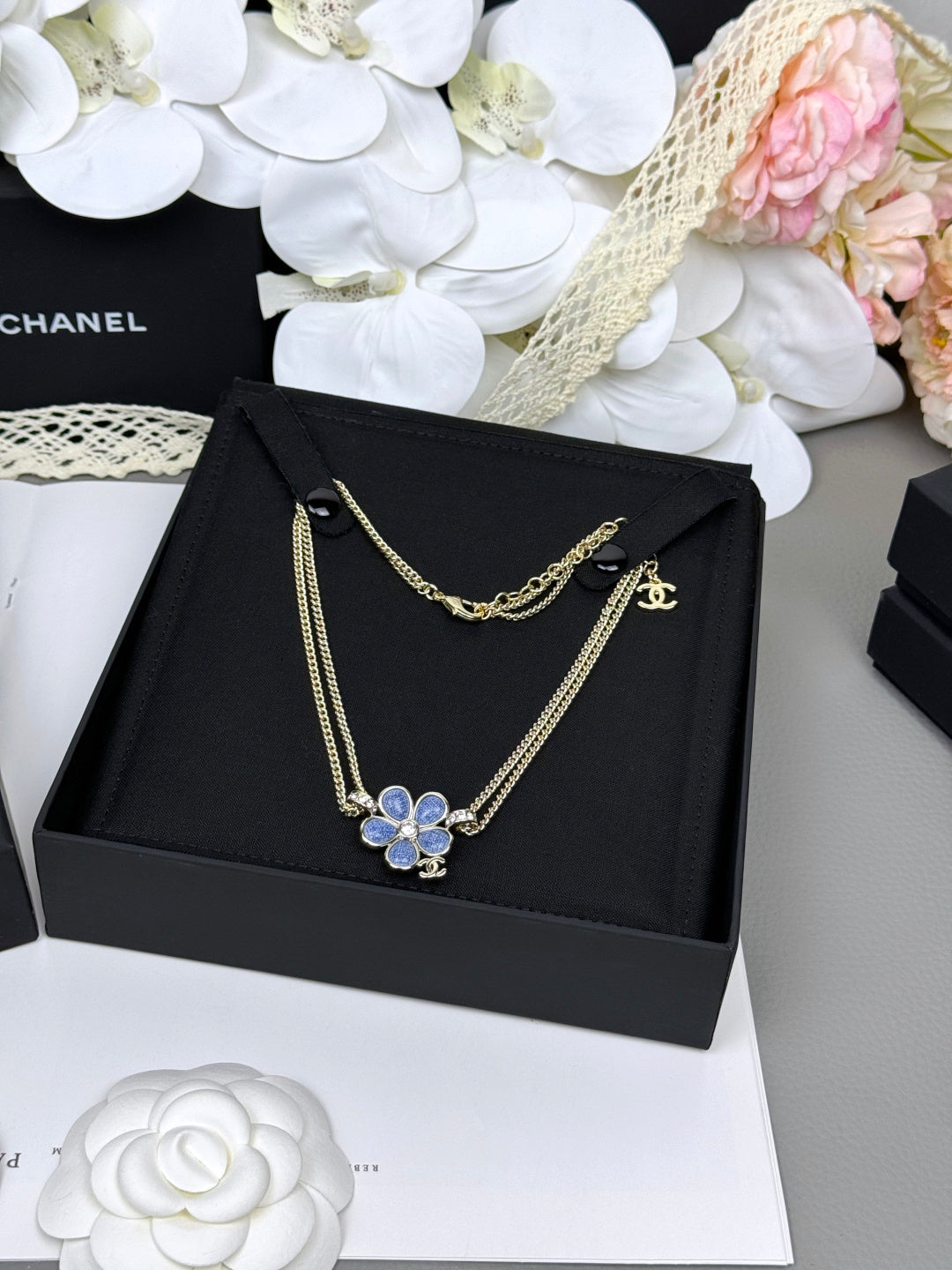 [Eterna Jewels]New Blue Floral Double-Layer Necklace