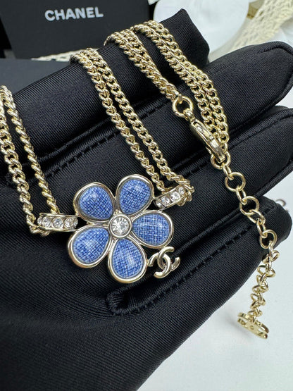[Eterna Jewels]New Blue Floral Double-Layer Necklace