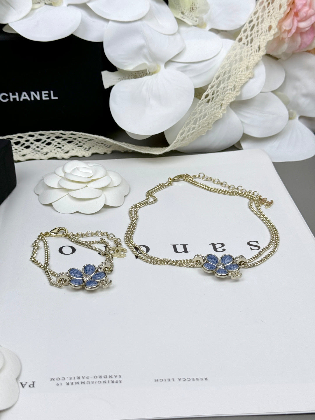 [Eterna Jewels]New Blue Floral Double-Layer Necklace