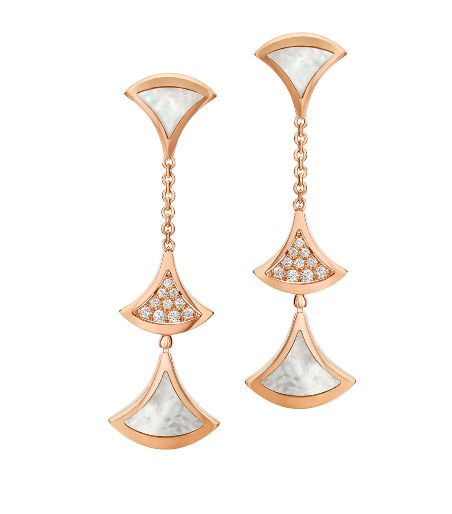 [Eterna Jewels]DREAM EARRINGS 3 MOTIFS DIAMOND MOP PINK GOLD
