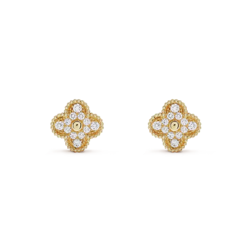 [Eterna Jewels]CLOVER MEDIUM 1 MOTIFS FUll DIAMOND EARRINGS
