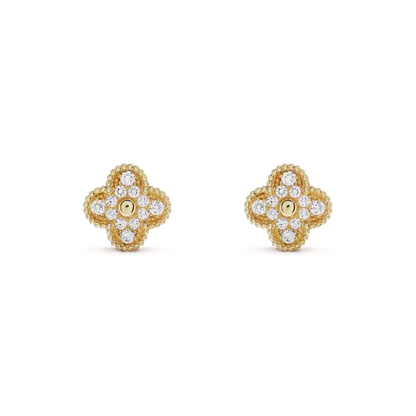 [Eterna Jewels]CLOVER MEDIUM 1 MOTIFS FUll DIAMOND EARRINGS
