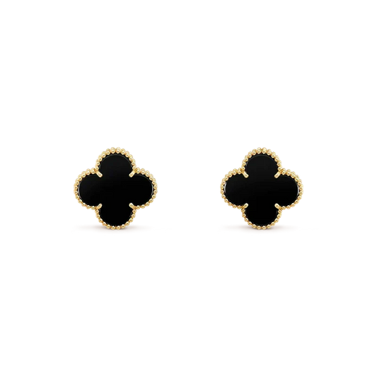 [Eterna Jewels]CLOVER MEDIUM 1 MOTIFS  ONYX STUD EARRINGS