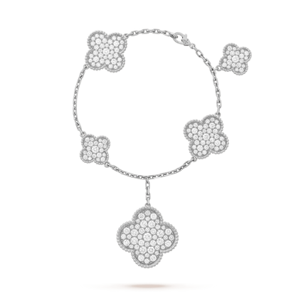 [Eterna Jewels]CLOVER 6 MOTIFS SILVER DIAMOND BRACELET