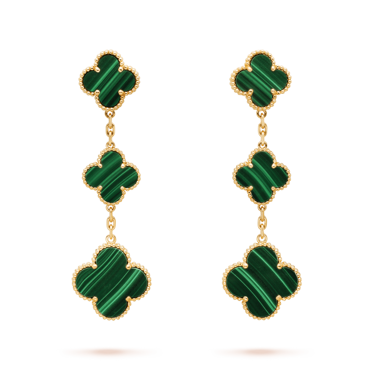 [Eterna Jewels]CLOVER MALACHITE 3 MOTIFS GOLD