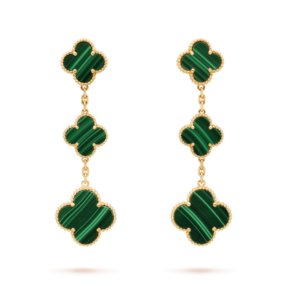[Eterna Jewels]CLOVER MALACHITE 3 MOTIFS GOLD