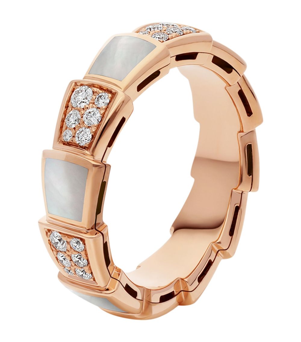 [Eterna Jewels]SERPENTI RING PINK GOLD MOP DIAMOND PAVED 4MM