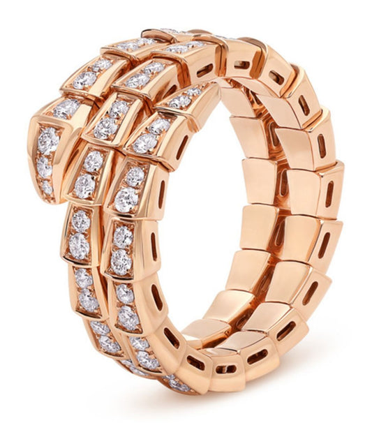 [Eterna Jewels]SERPENTI RING PINK GOLD DIAMOND DOUBLE ROW