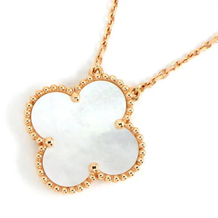 [Eterna Jewels]CLOVER 15MM WHITE MOTHER-OF-PEARL GOLD NECKLACE
