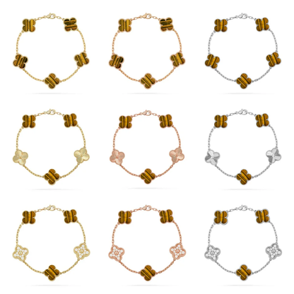 [Eterna Jewels] CLOVER 5 MOTIFS TIGER EYE BRACELET COLLECTION